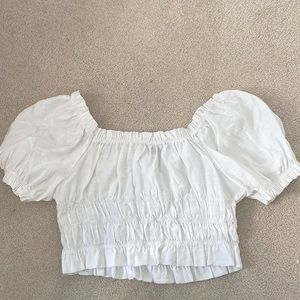 Dainty white cropped blouse. Size large, tag is “SAR Michael”
